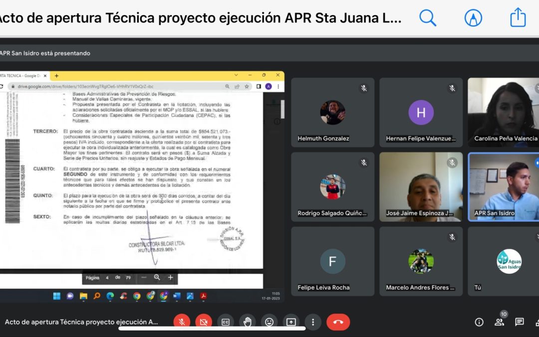 Aguas San Isidro y Gobierno Regional  adjudican proyecto de construcción de APR Sta Juana, Los Acacios de Gorbea