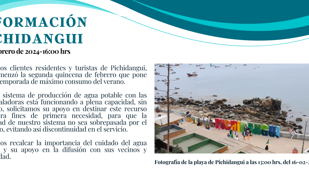 Información para nuestros clientes de Pichidangui