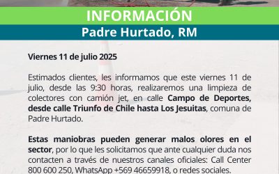 INFORMACIÓN A NUESTROS CLIENTES DE PADRE HURTADO, RM
