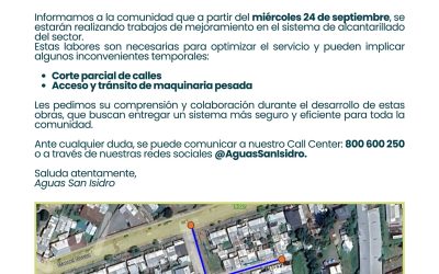 Información sobre trabajos de mejoramiento en la red de alcantarillado | Pillanlelbún