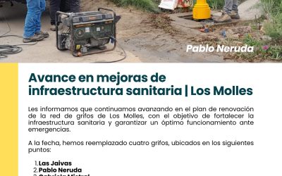 Avance en mejoras de infraestructura sanitaria en Los Molles