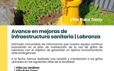 Avance en mejoras de infraestructura sanitaria en Labranza